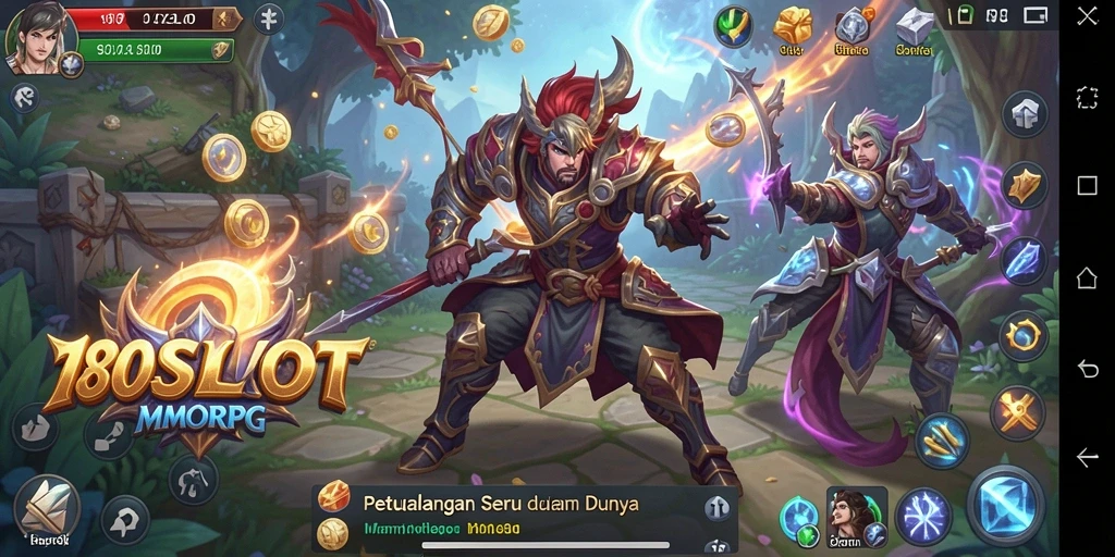Screenshot menunjukkan aksi seru dalam gameplay MMORPG 180SLOT.