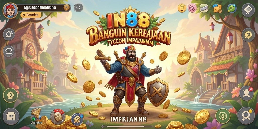 Screenshot permainan IN88 memperlihatkan aksi membangun kerajaan bisnis Tycoon.