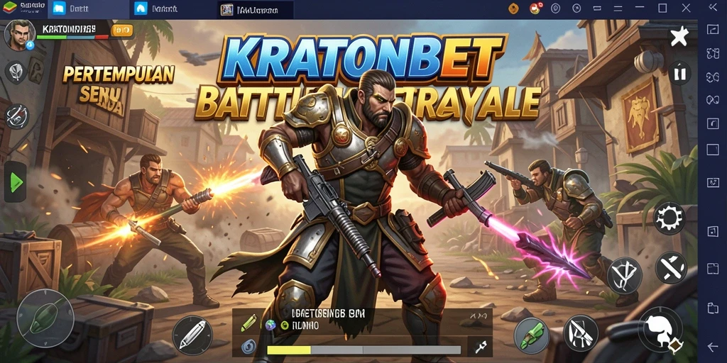 Gambaran seru pertempuran dalam KRATONBET, menampilkan aksi Battle Royale yang mendebarkan.