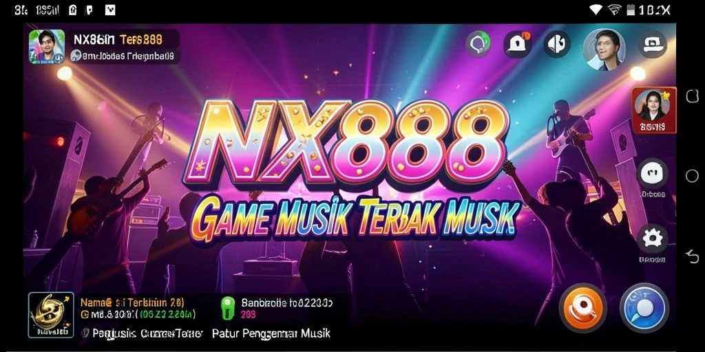 Screenshot gameplay NX888 menampilkan pengalaman bernyanyi yang interaktif.