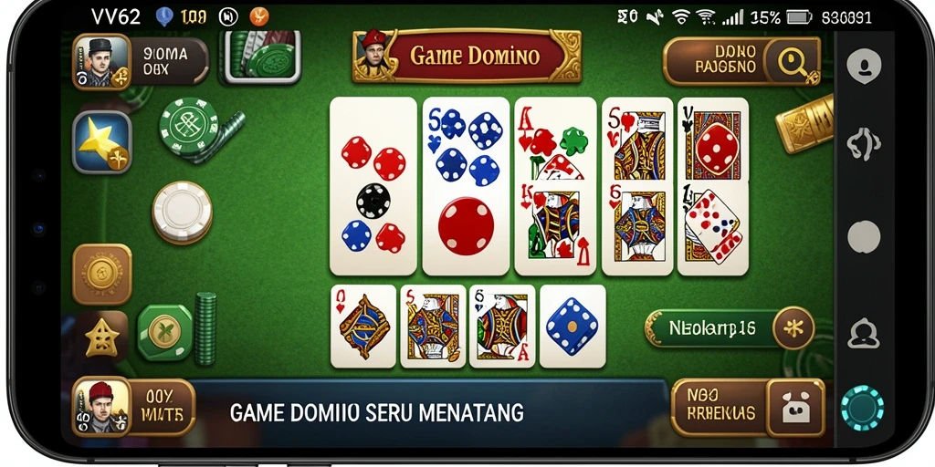 Screenshot gameplay VV62 menampilkan kebersamaan dan keseruan permainan Domino.