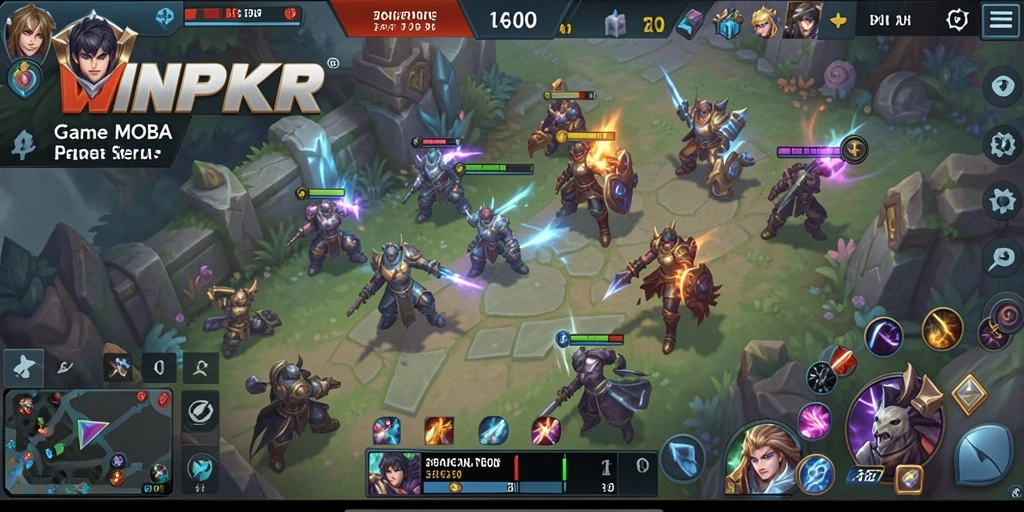Screenshot gameplay WINPKR yang menampilkan aksi seru dalam pertarungan tim.